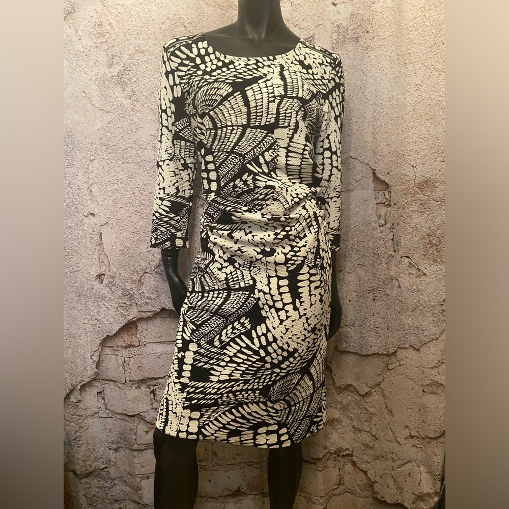 Smashed Lemon Black & White Rouched Dress